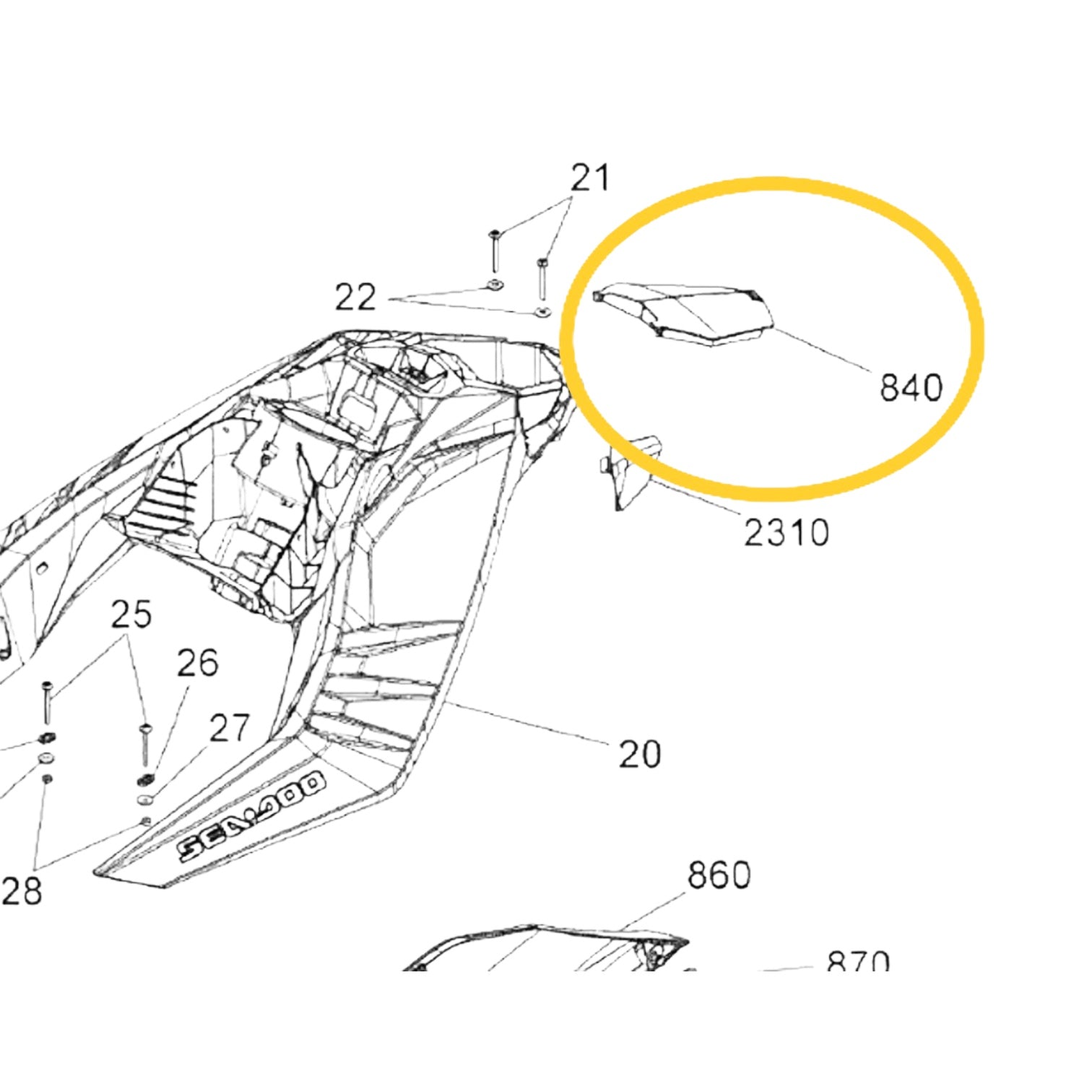 Seadoo Spark Glove Box Lid